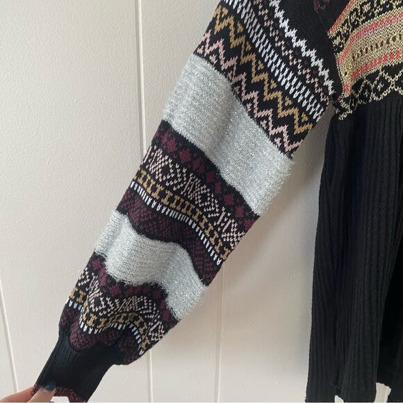 Free People Cabin Fever Swit Sweater in Black Combo Size X-Small Gently Used - Picture 6 of 9